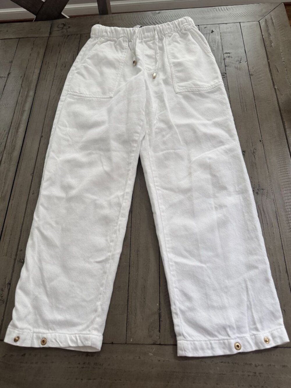 ZARA White Elastic Waist Straight Relaxed Pants Size XS